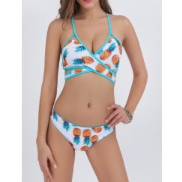 Other - ⚡️🇺🇸🏆HP🆕 white Pineapple wrap bikini set